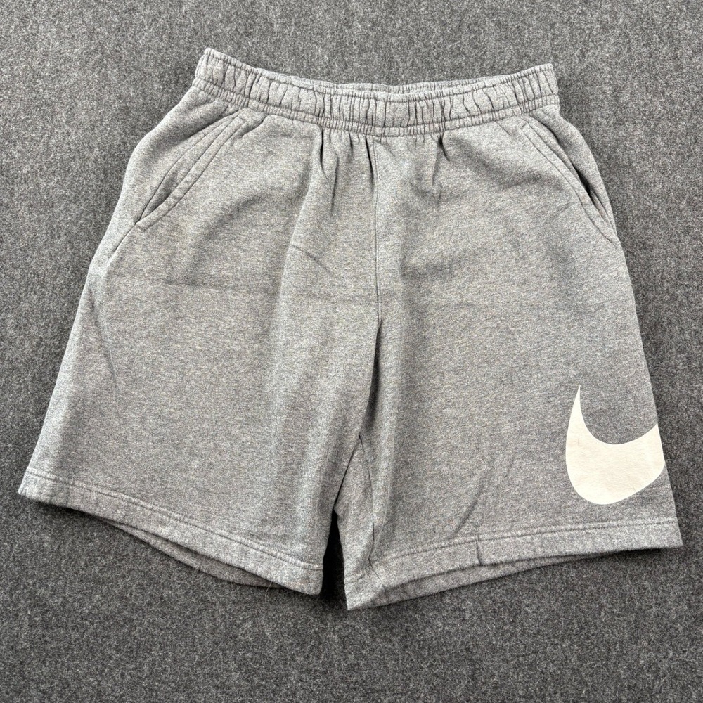 Nike Mens Fleece Shorts Heather Grey Big Swoosh Logo Sportswear Size M